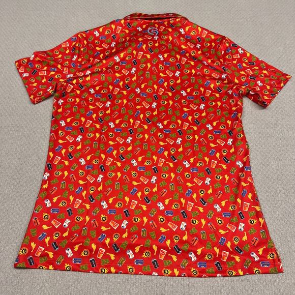 Vitamin G Polo Shirt XL Red Geometric Beer Hops Performance Golf NWT - Picture 2 of 8